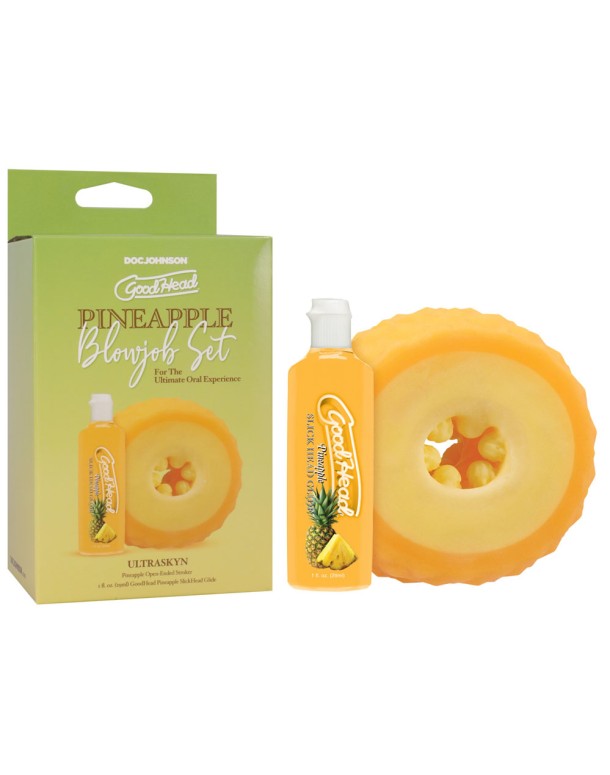 GoodHead Pineapple Blowjob Set - Pineapple Stroker with Pineapple Flavoured Lubricant 30 ml Bottle