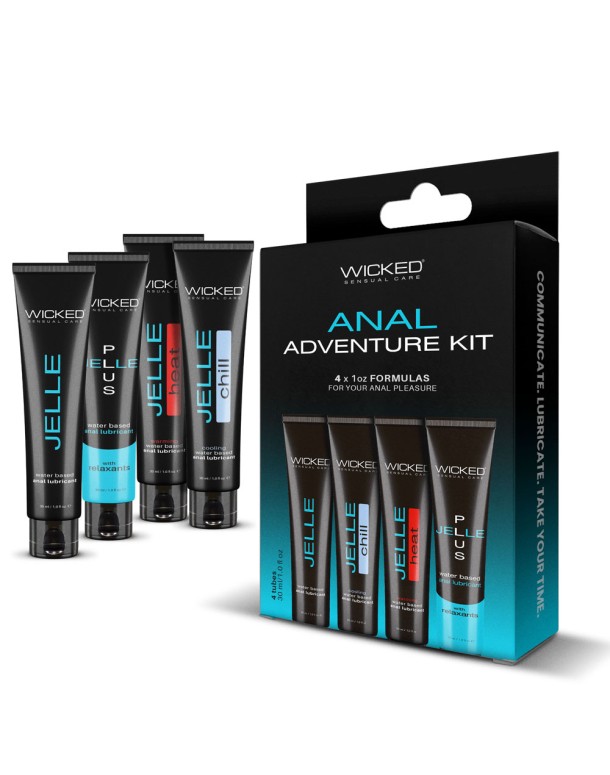 Wicked ANAL ADVENTURE KIT - Mixed Jelle Anal Lubricants 30 ml Bottles - 4 Pack