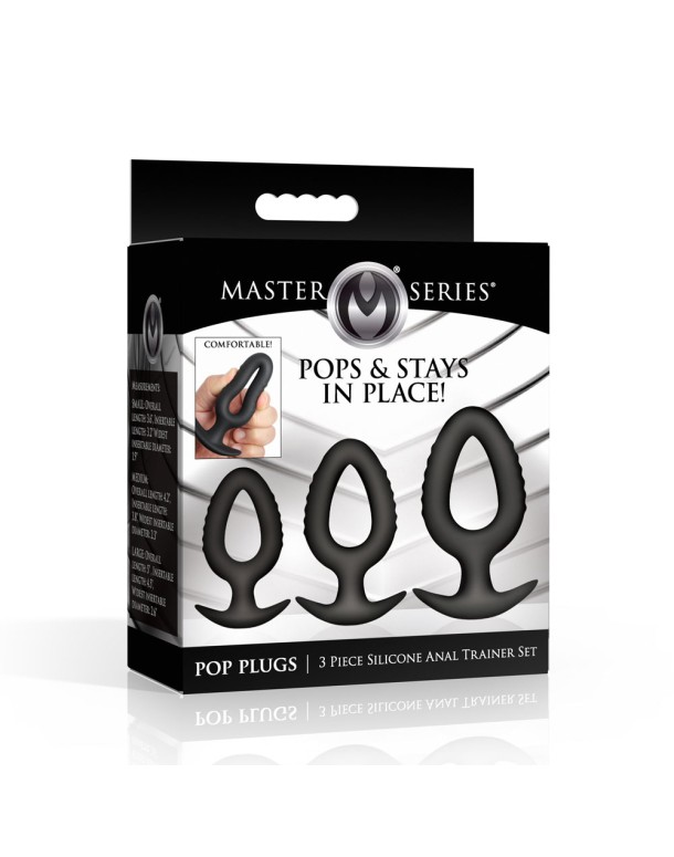 Master Series Pop Plugs - Black Anal Plug Trainer Set - Set of 3 Sizes