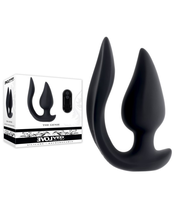 Evolved THE GENIE - Black 11.2 cm USB Rechargeable Vibrating Plug with Wireless Remote Evolved THE GENIE - Black 11.2 cm USB Rechargeable Vibrating Plug with Wireless Remote