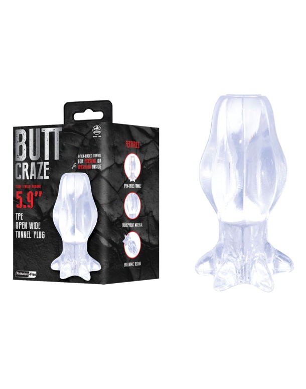 Butt Craze - Clear 15 cm Hollow Butt Plug Butt Craze - Clear 15 cm Hollow Butt Plug