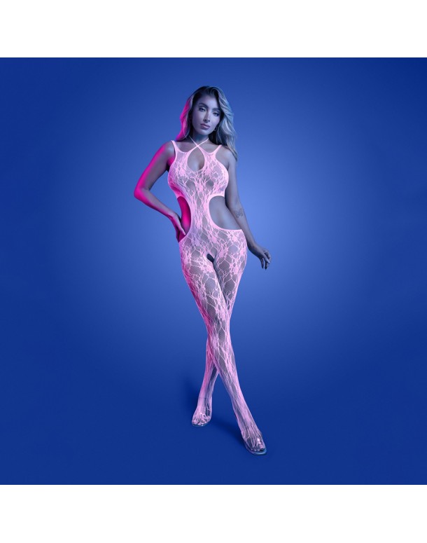 GLOW Equilibrium Bodystocking - OS - Glow In Dark Pink - One Size