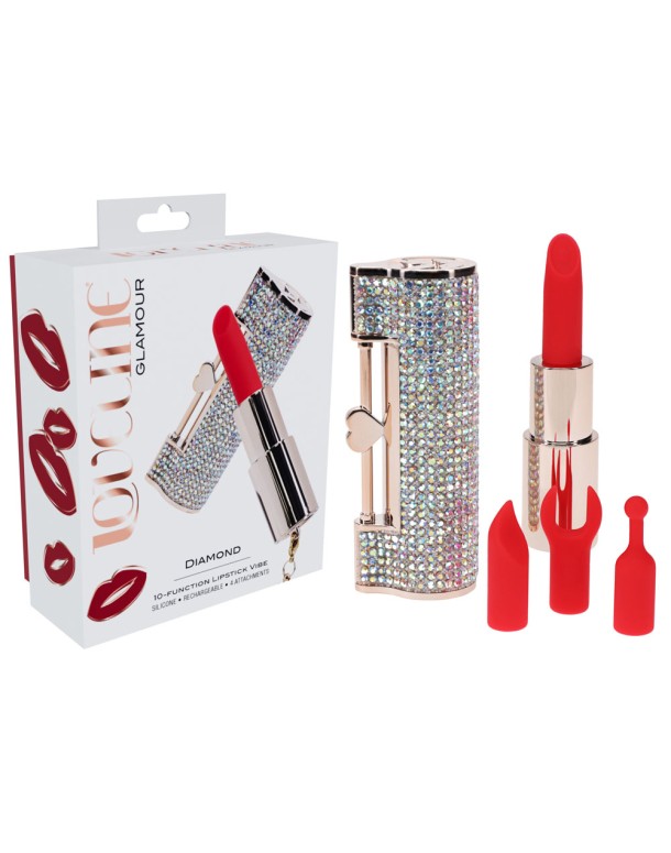 LOVELINE Diamond - Red - Red 8.3 cm USB Rechargeable Lipstick Vibrator