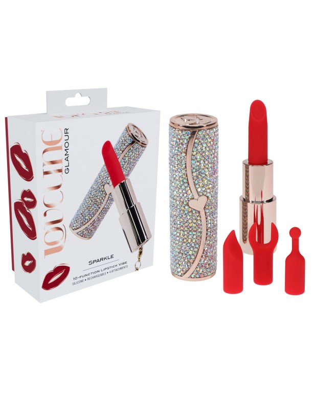 LOVELINE Sparkle - Red 8.3 cm USB Rechargeable Lipstick Vibrator