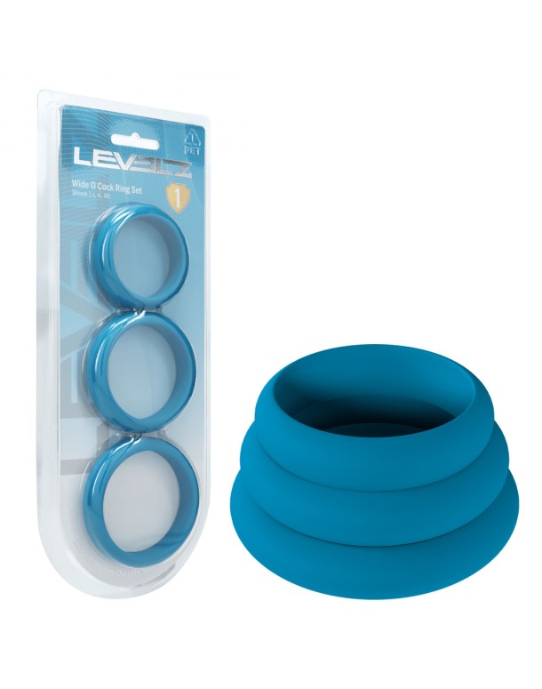 LEVELZ Wide O Silicone Cock Ring Set of 3 - L/XL/2X - Teal Cock Rings - Set of 3 Sizes LEVELZ Wide O Silicone Cock Ring Set of 3 - L/XL/2X - Teal Cock Rings - Set of 3 Sizes