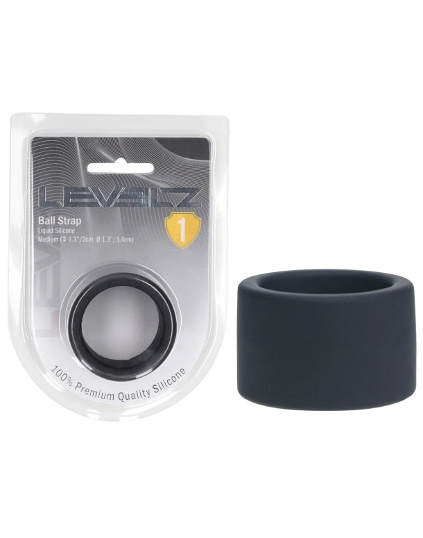 LEVELZ Liquid Silicone Ball Strap - M - Black - Black Ball Strap
