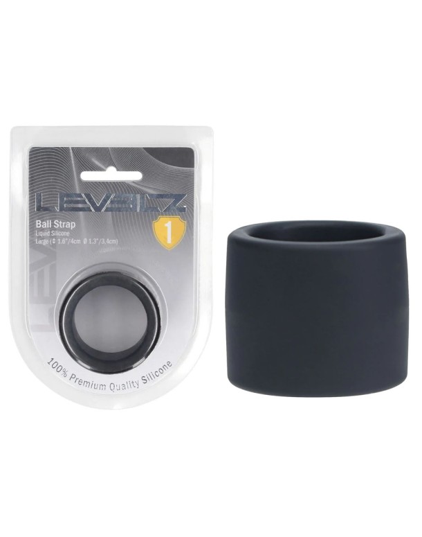 LEVELZ Liquid Silicone Ball Strap - L - Black - Black Ball Strap