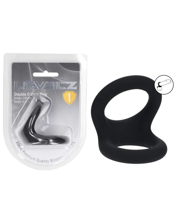 LEVELZ Double O Silicone Cock Ring - M - Black - Black Cock & Balls Rings