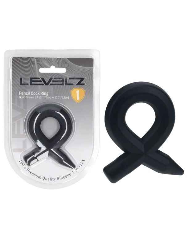 LEVELZ Pencil Liquid Silicone Cock Ring - Black Cock Ring