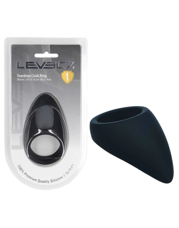 LEVELZ Teardrop Silicone Cock Ring - Black - Black Cock Ring