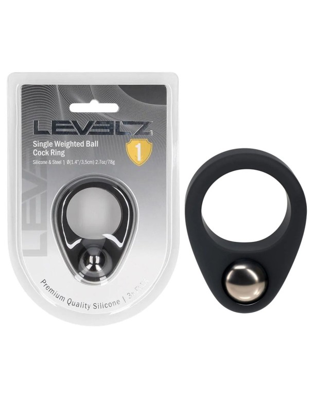 LEVELZ Single Weighted Ball Cock Ring - Black - Black Weighted Cock Ring LEVELZ Single Weighted Ball Cock Ring - Black - Black Weighted Cock Ring