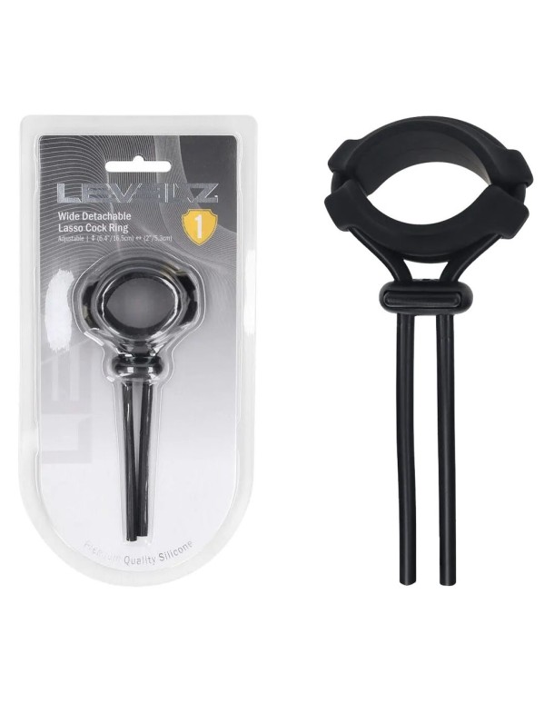 LEVELZ Wide Detachable Lasso Cock Ring - Black - Black Adjustable Cock Ring LEVELZ Wide Detachable Lasso Cock Ring - Black - Black Adjustable Cock Ring
