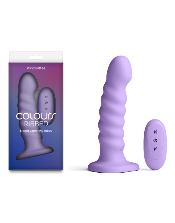 Colours Ribbed - 6'' Vibrating Dildo - Purple - Purple 16.5 cm USB Rechargeable Vibrating Dildo with Wireless Remote Colours Ribbed - 6'' Vibrating Dildo - Purple - Purple 16.5 cm USB Rechargeable Vibrating Dildo with Wireless Remote