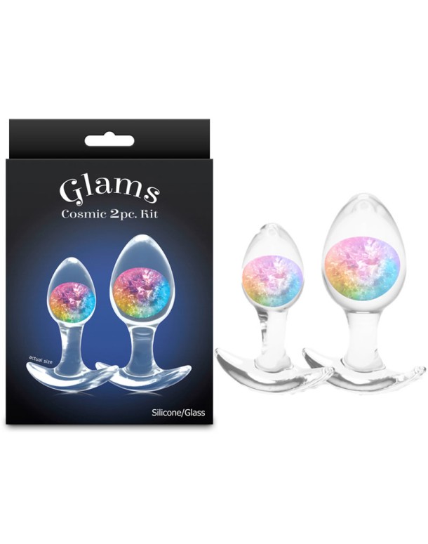 Glams Cosmic 2pc Kit - Rainbow - Clear/Rainbow Butt Plugs - Set of 2 Sizes Glams Cosmic 2pc Kit - Rainbow - Clear/Rainbow Butt Plugs - Set of 2 Sizes