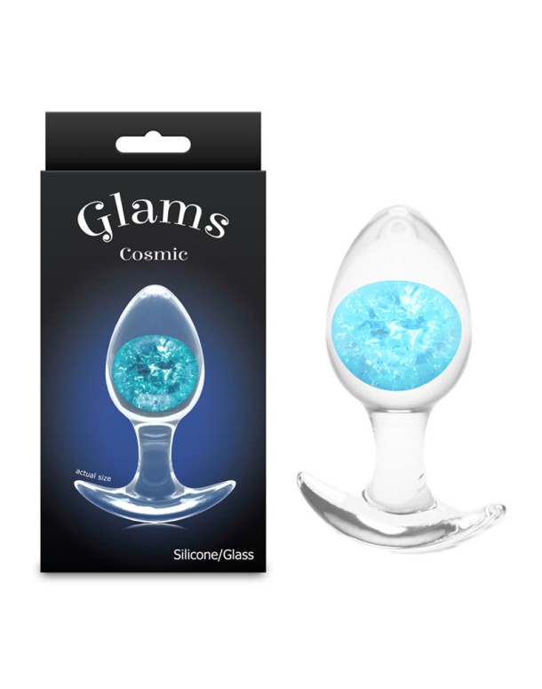 Glams Cosmic - Medium - Blue - Clear/Blue 9.5 cm Small Butt Plug Glams Cosmic - Medium - Blue - Clear/Blue 9.5 cm Small Butt Plug