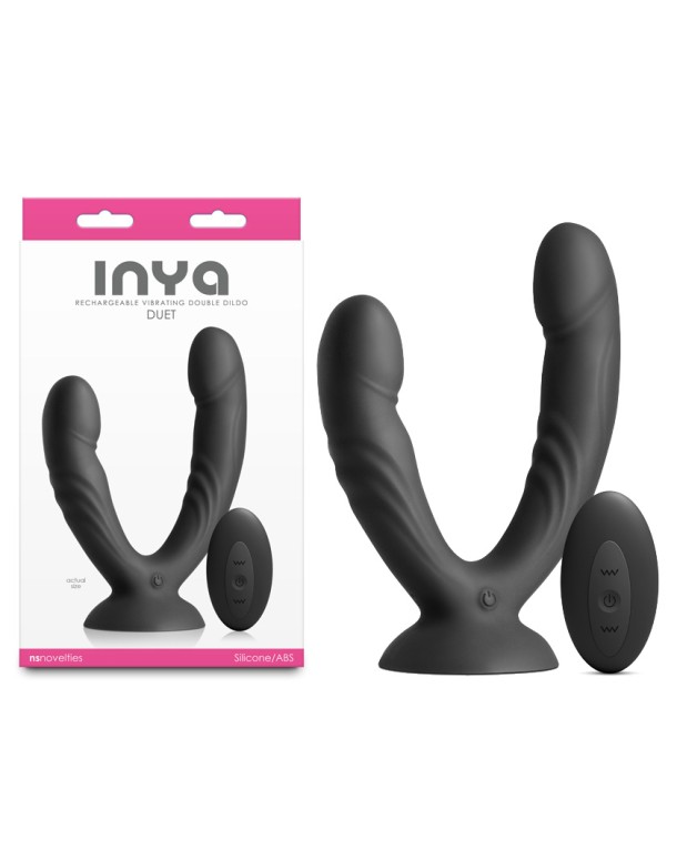 INYA Duet - Black - Black USB Rechargeable Vibrating Double Dildo with Wireless Remote