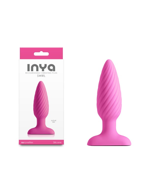 INYA Swirl - Pink - Pink 10.7 cm USB Rechargeable Vibrating Butt Plug