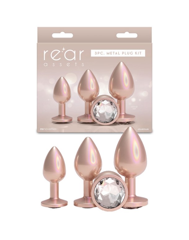 Rear Assets Trainer Kit - Iridescent Champagne - Iridescent Champagne Metallic Butt Plugs - Set of 3 Sizes