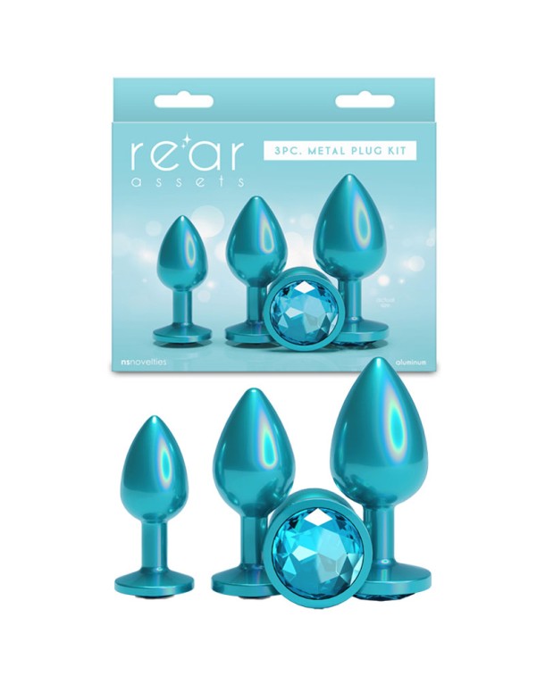 Rear Assets Trainer Kit - Iridescent Teal - Iridescent Teal Metallic Butt Plugs - Set of 3 Sizes Rear Assets Trainer Kit - Iridescent Teal - Iridescent Teal Metallic Butt Plugs - Set of 3 Sizes