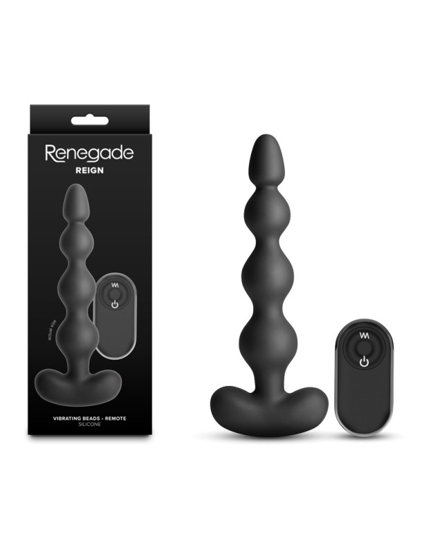 Renegade Reign - Black - Black 17.9 cm USB Rechargeable Vibrating Anal Beads with Wireless Remote