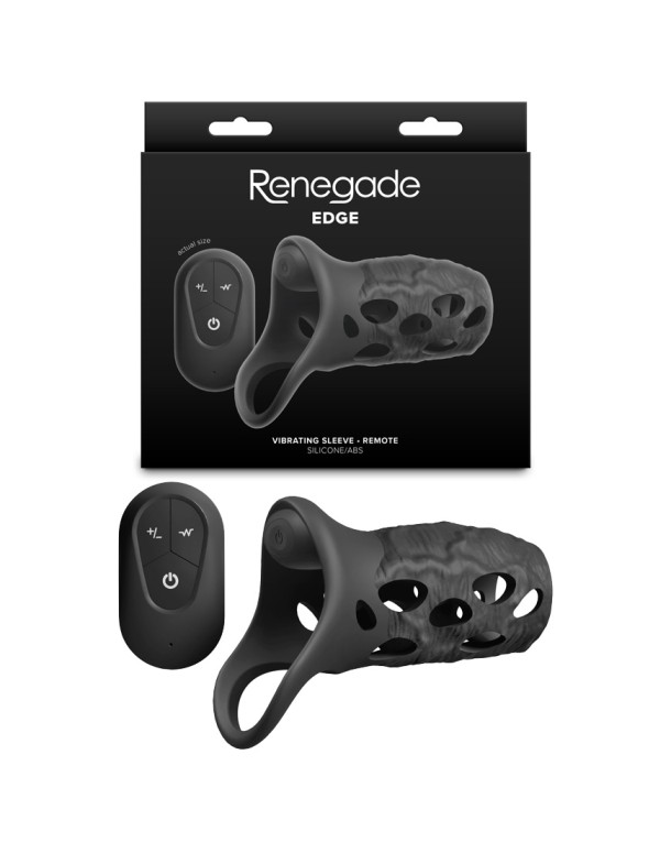 Renegade Edge - Black - Black USB Rechargeable Vibrating Penis Sleeve with Wireless Remote Renegade Edge - Black - Black USB Rechargeable Vibrating Penis Sleeve with Wireless Remote
