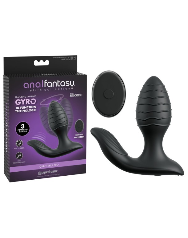 Anal Fantasy Elite Gyro-Milk Pro - Black - Black USB Rechargeable Gyrating Butt Plug