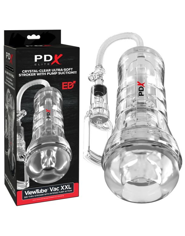 PDX Elite ViewTube Vac XXL Pump Stroker - Clear Vagina Stroker with Suction Pump PDX Elite ViewTube Vac XXL Pump Stroker - Clear Vagina Stroker with Suction Pump