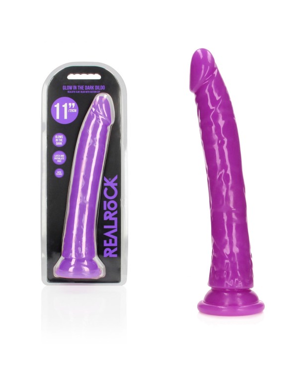 REALROCK 29 cm Slim Glow in the Dark Neon - Purple - Glow in Dark Purple 29 cm (11'') Dong