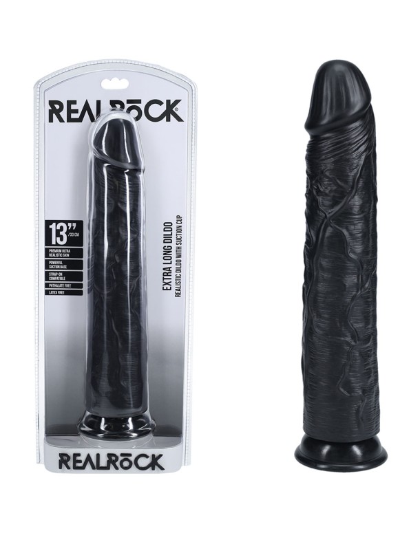 REALROCK 33cm Extra Long Dildo - Black - Black 33 cm (13'') Extra Long Dong REALROCK 33cm Extra Long Dildo - Black - Black 33 cm (13'') Extra Long Dong