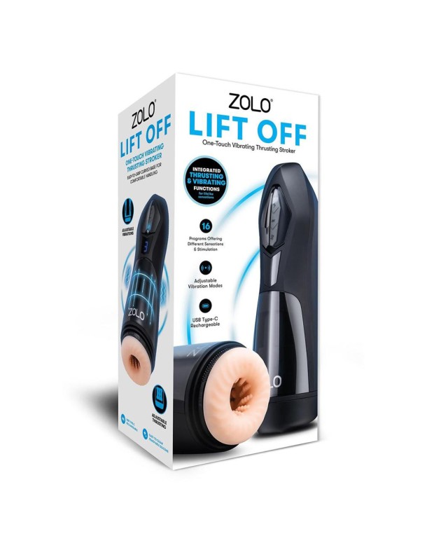 Zolo Lift Off - Flesh USB Rechargeable Vibrating and Thrusting Auto Stroker