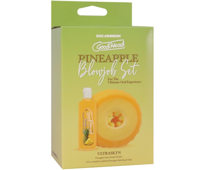 GoodHead Pineapple Blowjob Set - Pineapple Stroker with Pineapple Flavoured Lubricant 30 ml Bottle GoodHead Pineapple Blowjob Set - Pineapple Stroker with Pineapple Flavoured Lubricant 30 ml Bottle