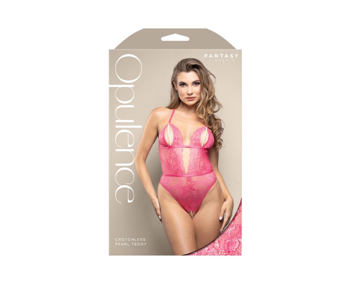 OPULENCE Crotchless Pearl Teddy SM - Pink - S/M Size OPULENCE Crotchless Pearl Teddy SM - Pink - S/M Size
