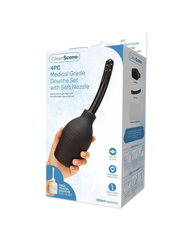 CleanScene 4 Piece Medical Grade Douche Set with Soft Nozzle