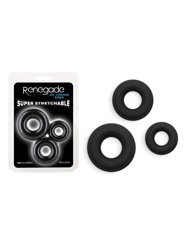 Renegade 3pc Fireman Rings - Black Renegade 3pc Fireman Rings - Black