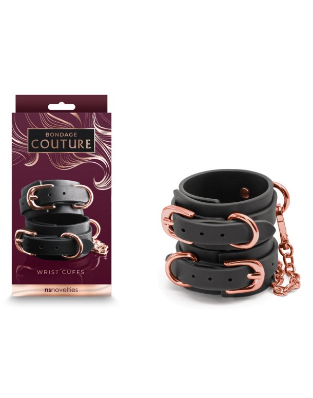 Bondage Couture Wrist Cuffs - Black