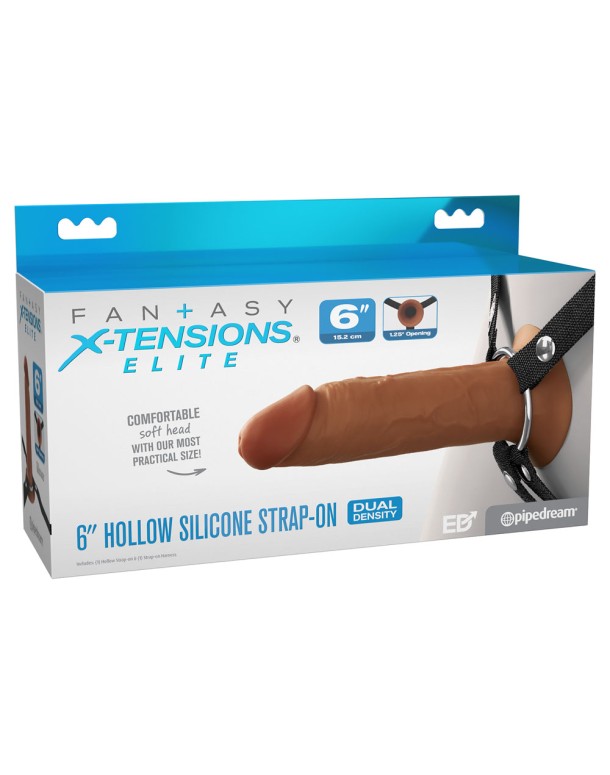 FX Elite 6'' Silicone Hollow Strap-On - Tan