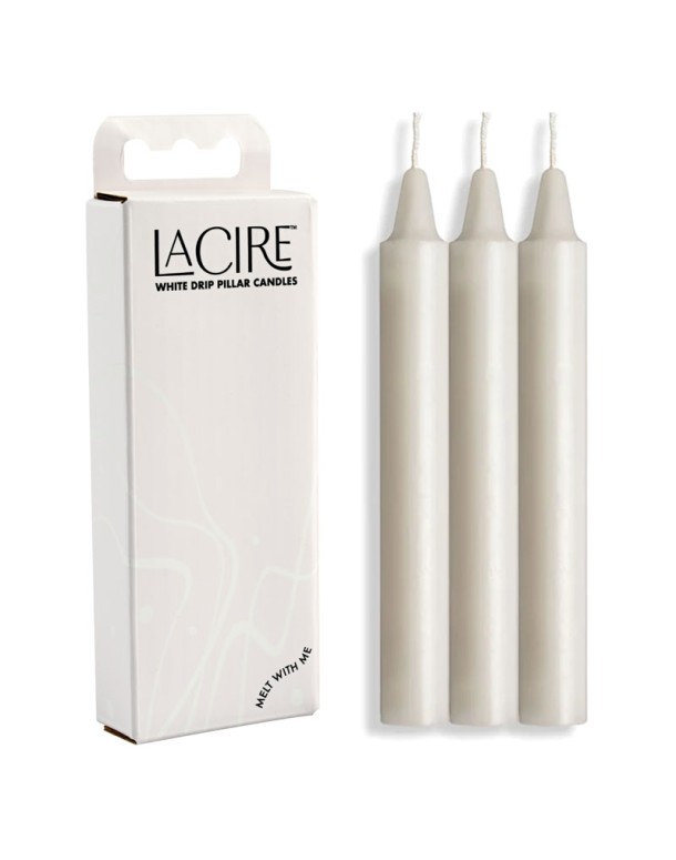 LaCire Drip Pillar Candles - White
