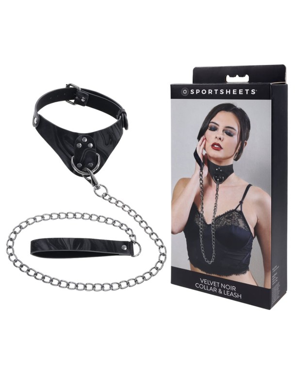 SPORTSHEETS Velvet Noir Collar & Leash SPORTSHEETS Velvet Noir Collar & Leash