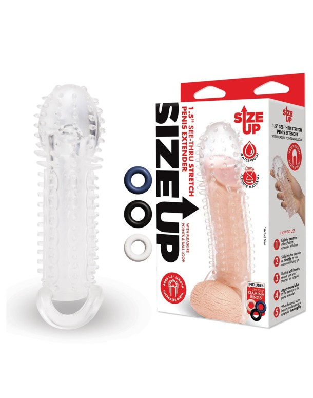 Size Up 1.5 Inch See-Thru Stretch Penis Extender