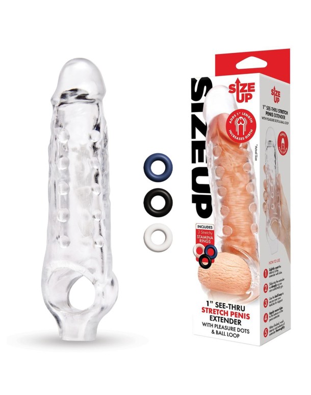 Size Up 1 Inch See-Thru Stretch Penis Extender